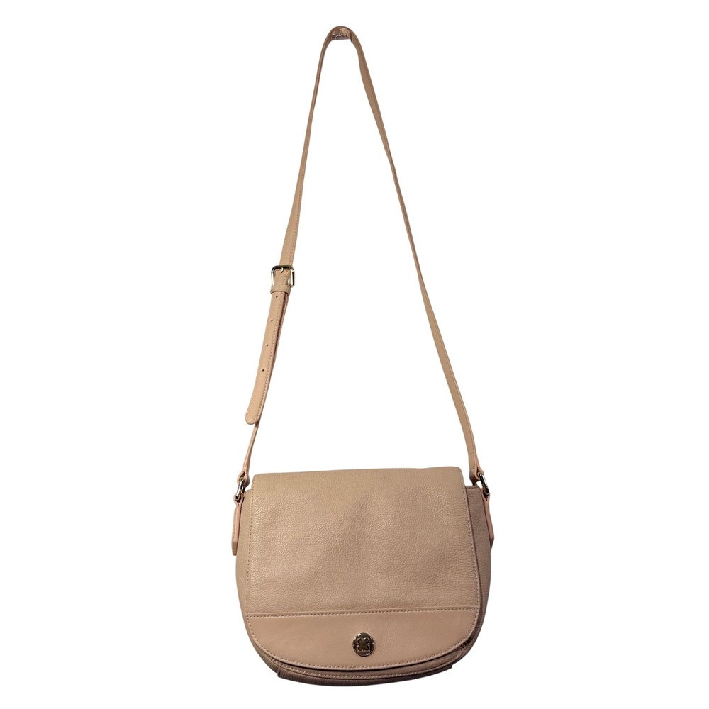 Liz Claiborne New York Blush Pink Pebbled Faux Leather Crossbody Saddle‎ Bag